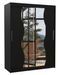 Armoire de chambre noir 2 portes coulissantes avec miroir Renka 150 cm - Photo n°1