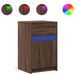 Armoire de chevet et lumières LED chêne marron bois ingénierie - Photo n°2