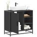 Armoire de lavabo de salle de bain noir 65x33x60 cm - Photo n°1