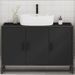 Armoire de lavabo de salle de bain noir 90x33x60 cm - Photo n°4