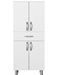 Armoire de salle de bain 4 portes 1 tiroir bois blanc 59.4 cm - Photo n°1