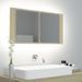 Armoire de salle de bain à miroir à LED Chêne sonoma 90x12x45cm - Photo n°2