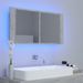 Armoire de salle de bain à miroir à LED Gris béton 90x12x45 cm - Photo n°5