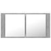 Armoire de salle de bain à miroir à LED Gris béton 90x12x45 cm - Photo n°9