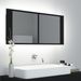 Armoire de salle de bain à miroir à LED Noir 100x12x45 cm - Photo n°3