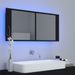 Armoire de salle de bain à miroir à LED Noir 100x12x45 cm - Photo n°5