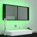 Armoire de salle de bain à miroir à LED Noir 100x12x45 cm - Photo n°6