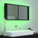 Armoire de salle de bain à miroir à LED Noir 90x12x45 cm - Photo n°5