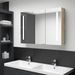 Armoire de salle de bain à miroir LED 89x14x62cm Blanc et chêne - Photo n°2