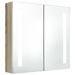 Armoire de salle de bain à miroir LED Blanc et chêne 62x14x60cm - Photo n°1