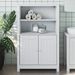 Armoire de salle de bain BERG blanc 69,5x34x110 cm pin massif - Photo n°2