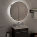 Armoire de salle de bain miroir rond et LED Chêne 47x47x17,5 cm - Photo n°3