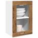 Armoire en verre suspendue vieux bois 40x31x60 cm - Photo n°1