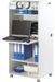 Armoire informatique mobile blanche ORGA 140 cm – Bureau compact avec rideau, tiroirs et rangements - Photo n°1