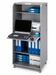 Armoire informatique mobile grise ORGA 140 cm – Bureau compact avec rideau, tiroirs et rangements - Photo n°1