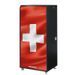 Armoire informatique mobile noire ORGA 140 cm – Bureau compact avec rideau, tiroirs et rangements - Photo n°1