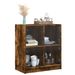 Armoire latérale avec portes en verre chêne fumé 68x37x75,5 cm - Photo n°4