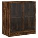 Armoire latérale avec portes en verre chêne fumé 68x37x75,5 cm - Photo n°1