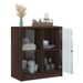 Armoire latérale avec portes en verre chêne marron 68x37x75,5cm - Photo n°5