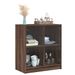 Armoire latérale avec portes en verre chêne marron 68x37x75,5cm - Photo n°4