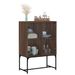 Armoire latérale avec portes en verre chêne marron 69x37x100 cm - Photo n°4