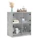 Armoire latérale avec portes en verre gris béton 68x37x75,5 cm - Photo n°4