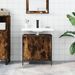 Armoire lavabo de salle de bain chêne fumé 60x30x60 cm - Photo n°3