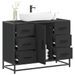 Armoire lavabo de salle de bain noir 80x33x60cm bois ingénierie - Photo n°1