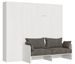 Armoire lit 120x190 cm avec canapé et colonne de rangement bois blanc Kanto - Photo n°1