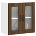 Armoire murale de cuisine et porte en verre Lucca chêne marron - Photo n°1