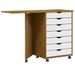 Armoire roulante avec bureau MOSS marron miel bois de pin - Photo n°1