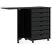 Armoire roulante avec bureau MOSS noir bois de pin solide - Photo n°1