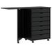 Armoire roulante avec bureau MOSS noir bois de pin solide - Photo n°1