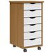 Armoire roulante avec tiroirs MOSS bois de pin marron miel - Photo n°1