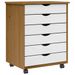 Armoire roulante avec tiroirs MOSS bois de pin marron miel - Photo n°1