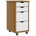 Armoire roulante avec tiroirs MOSS bois de pin marron miel - Photo n°1