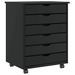 Armoire roulante avec tiroirs MOSS noir bois de pin solide - Photo n°1