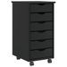 Armoire roulante avec tiroirs MOSS noir bois de pin solide - Photo n°1