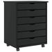 Armoire roulante avec tiroirs MOSS noir bois de pin solide - Photo n°1