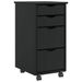 Armoire roulante avec tiroirs MOSS noir bois de pin solide - Photo n°1