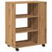 Armoire roulante chêne artisanal 60x35x75 cm bois d'ingénierie - Photo n°7