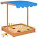 Bac à sable avec toit ouvrant Bois de sapin Bleu UV50 - Photo n°1