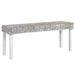 Banc 110 cm Blanc Rotin naturel kubu et bois de manguier massif - Photo n°1