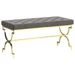 Banc 99 cm Gris Velours et acier inoxydable 2 - Photo n°1