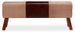Banc assise tissu beige et cuir marron pieds bois foncé Cuira 120 cm - Photo n°1