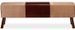Banc assise tissu beige et cuir marron pieds bois foncé Cuira 160 cm - Photo n°1