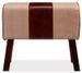 Banc assise tissu beige et cuir marron pieds bois foncé Cuira 60 cm - Photo n°1