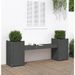 Banc avec jardinières gris 180x36x63 cm bois massif de pin - Photo n°2