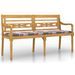 Banc Batavia coussin à motif de carreaux rouges 150cm Bois teck - Photo n°2