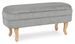 Banc coffre tissu doux gris clair et pieds en bois de sapin Kania 102 cm - Photo n°1